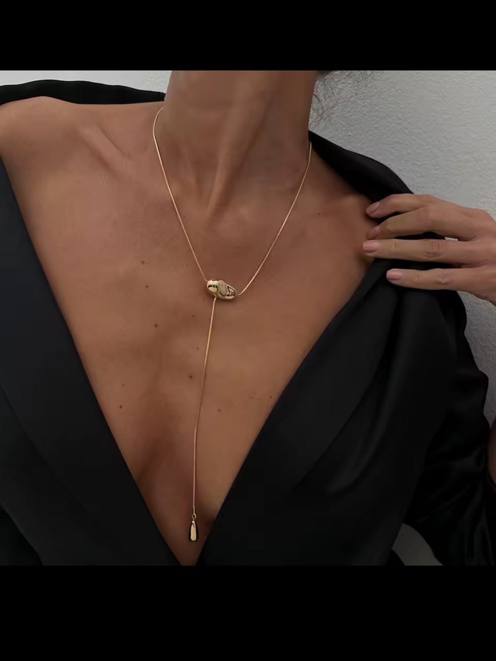Gold Drop Lariat Necklace
